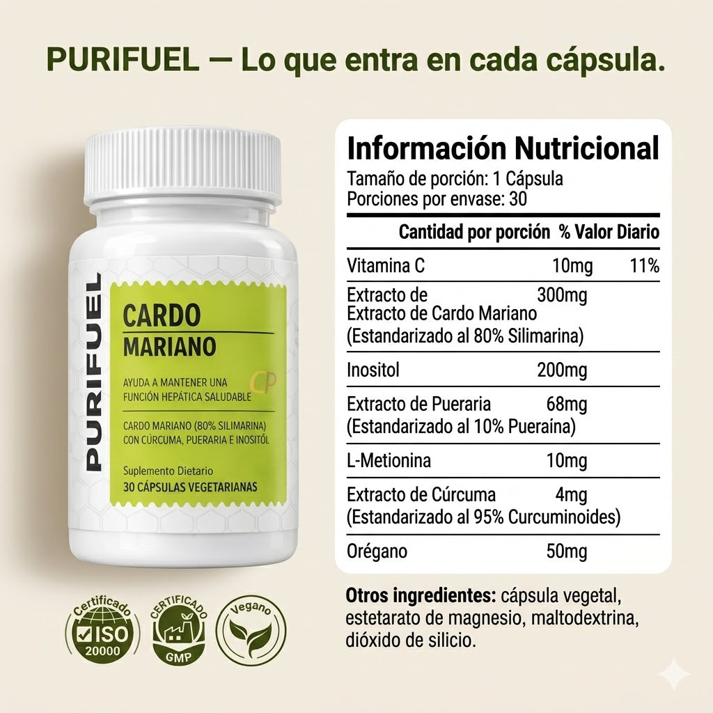 Purifuel™ Cardo Mariano Desintoxicación del Hígado y Limpieza de Colon
