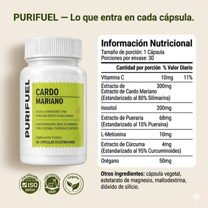 Purifuel™ Cardo Mariano Desintoxicación del Hígado y Limpieza de Colon